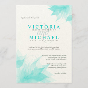 Invitación a la boda victoriana con flor de color