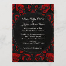 Invitación a la boda victoriana con rosas rojas gó
