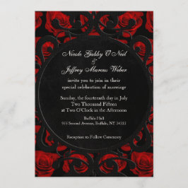 Invitación a la boda victoriana con rosas rojas gó
