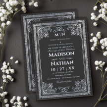 Invitación a la boda victoriana de plata gótica vi