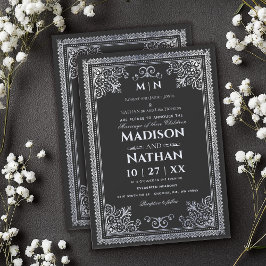 Invitación a la boda victoriana de plata gótica vi