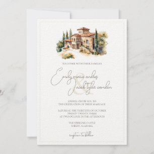 Invitación a la boda - Villa toscana en acuarela