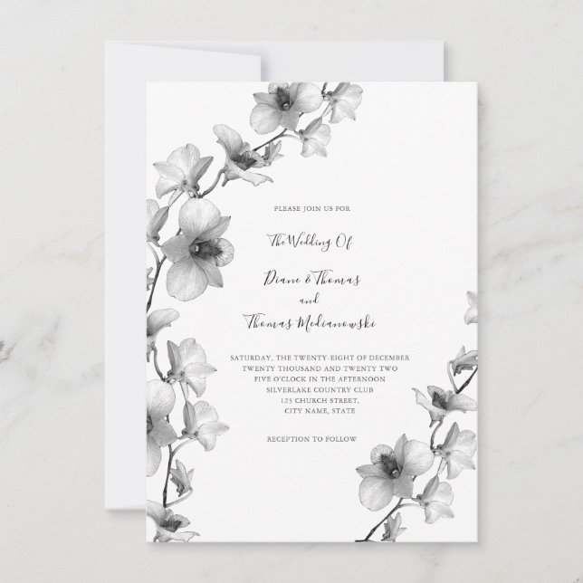 Invitación a la Boda Vina de Orquídea Blanca (Anverso)