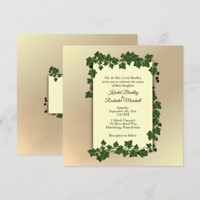 Invitación a la Boda Vina Dorada (Anverso / Reverso)