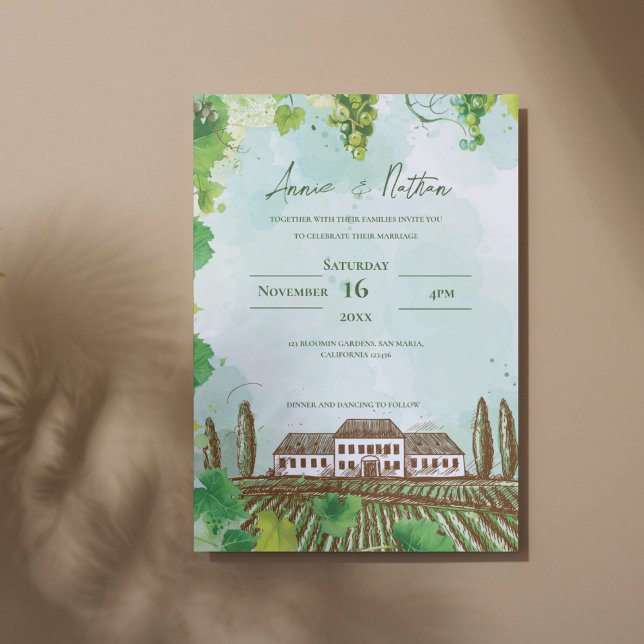 Invitación a la Boda Vineyard Dream Vineyard (Wine Country Dream Vineyard Wedding Invitation)