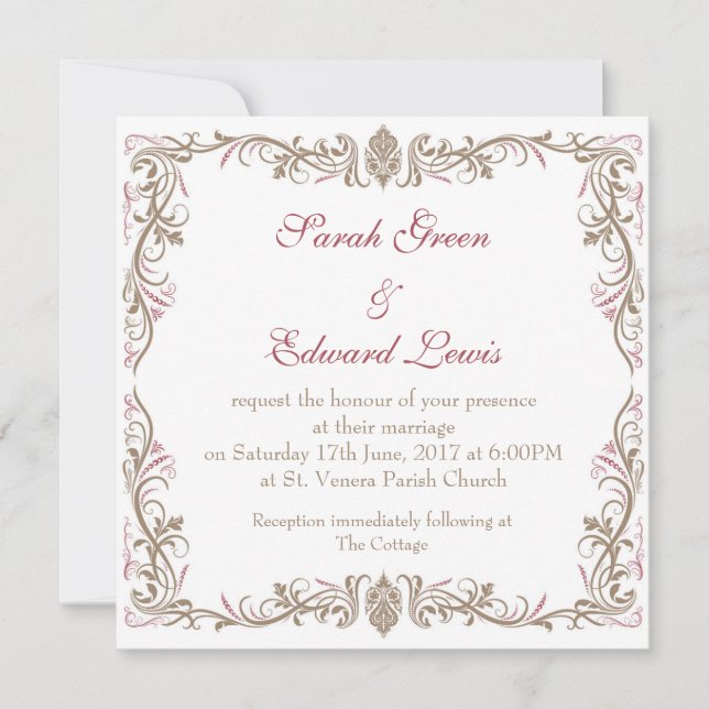 Invitación a la boda vintage (Anverso)