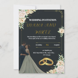 Invitación a la Boda Vintage Amarilla y Verde