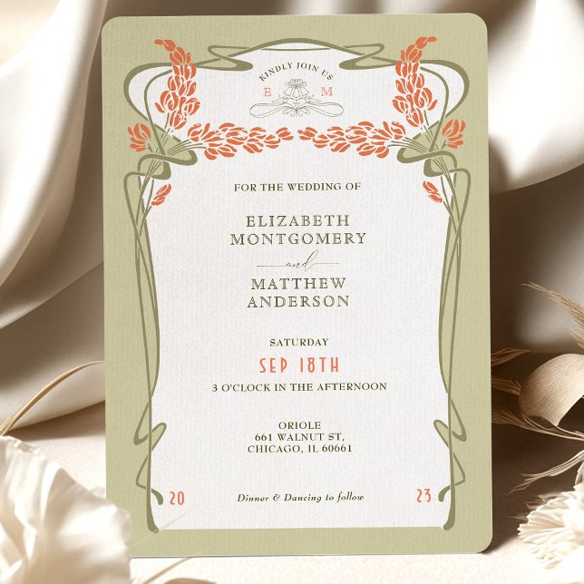 Invitación a la boda Vintage Art Nouveau Minimalis (Subido por el creador)