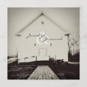 Invitación a la boda vintage de la vieja iglesia