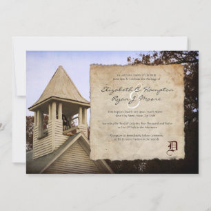 Invitación a la boda vintage de la vieja iglesia