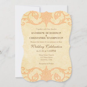 Invitación a la boda vintage de Peach Cream Swirls