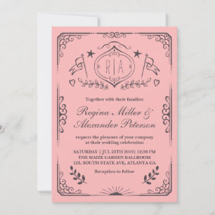 Invitación a la Boda Vintage de Swirl Curl Victori