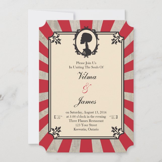 Invitación a la boda vintage del esqueleto de Stea (Anverso)