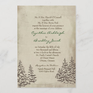 Invitación a la Boda Vintage Evergreen de Invierno