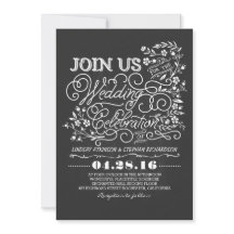 Invitación a la boda vintage floral de Chalkboard