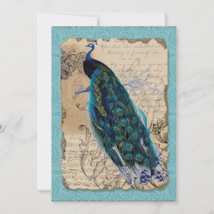 Invitación a la Boda Vintage Peacock