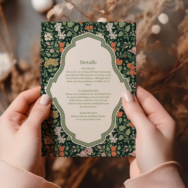 Invitación a la boda vintage William Morris (Subido por el creador)