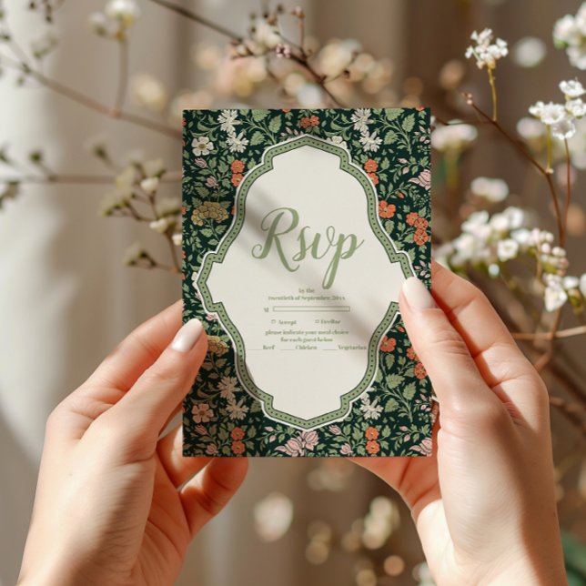 Invitación a la boda vintage William Morris (Subido por el creador)