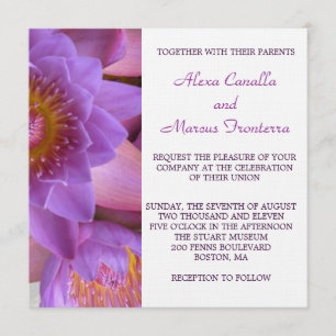 Invitación a la boda violenta de flores moradas de