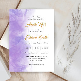 Invitación a la boda violeta púrpura moderna