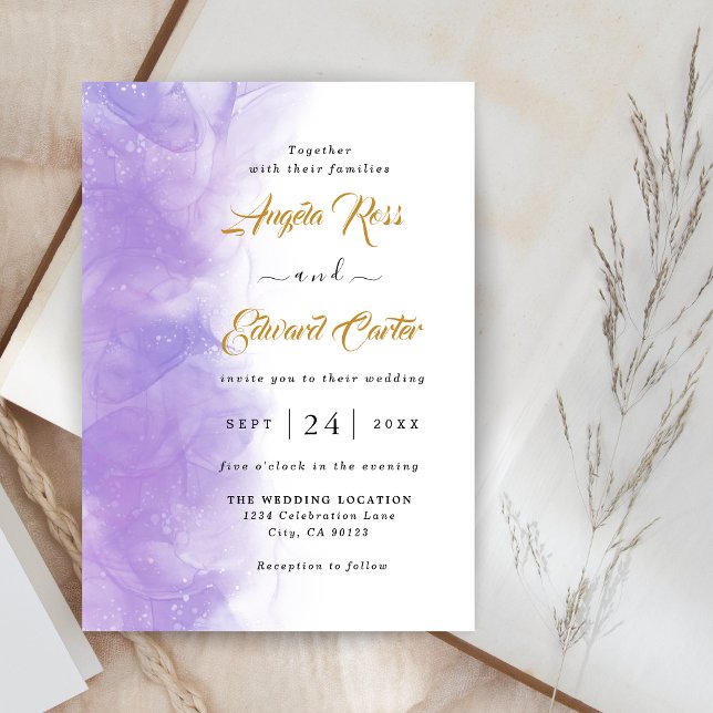 Invitación a la boda violeta púrpura moderna (Subido por el creador)