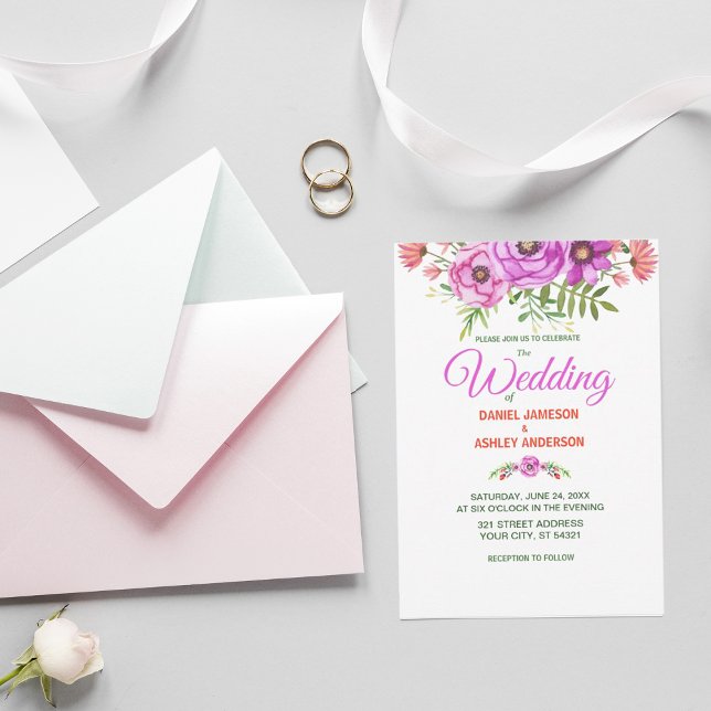Invitación a la boda violeta violeta simple (Subido por el creador)