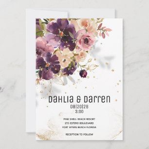 Invitación a la boda violeta y malva
