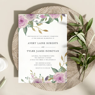 Invitación a la boda violeta y sabia