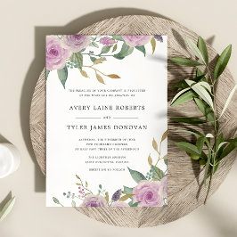 Invitación a la boda violeta y sabia