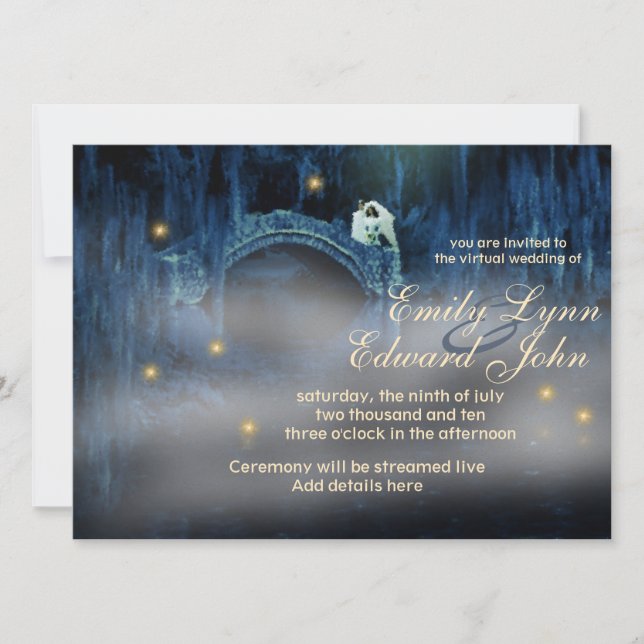 Invitación a la boda virtual Bayou Bridge (Anverso)