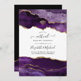 Invitación a la boda virtual de Purple y Gold Agat
