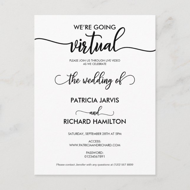 Invitación a la boda virtual en línea (Anverso)