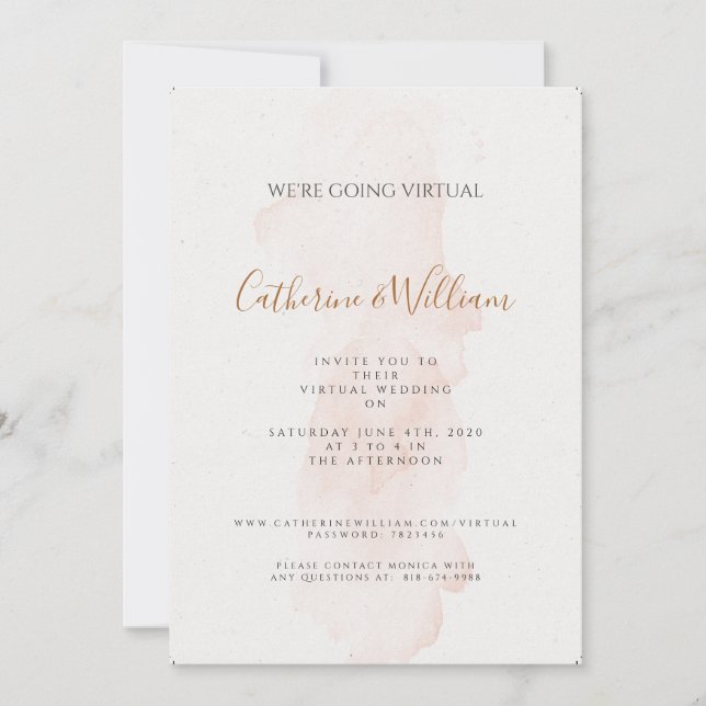 Invitación a la boda virtual mínima de rubefacción (Anverso)
