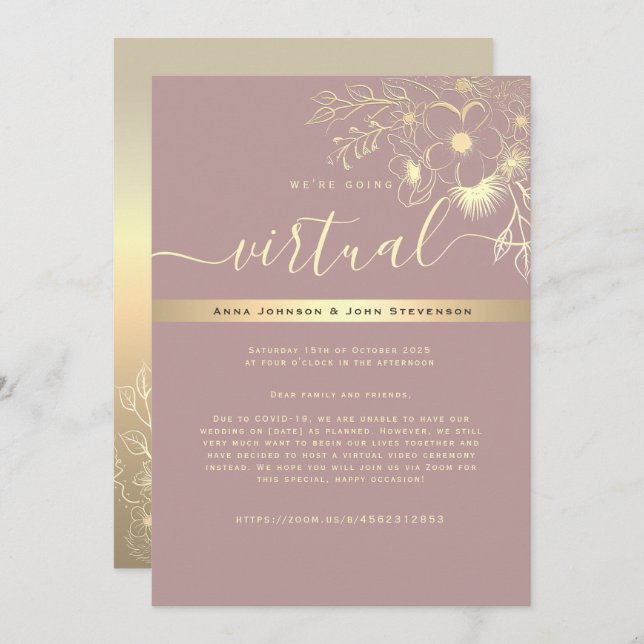 Invitación a la boda virtual moderna (Anverso / Reverso)