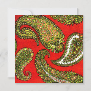 Invitación a la boda Vivid Red Paisley