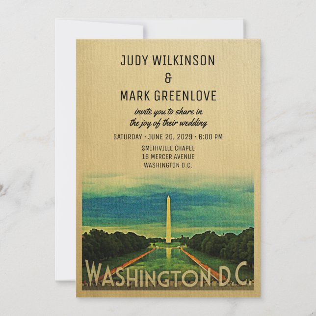 Invitación a la boda Washington D.C. (Anverso)