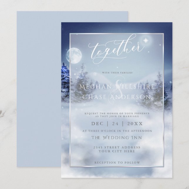 Invitación a la boda | Watercolor Winter Wonderlan (Anverso / Reverso)