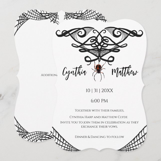 Invitación a la boda web de Spiders (Anverso / Reverso)