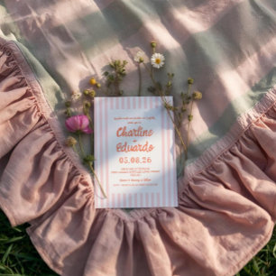 Invitación a la Boda Whimsical Pink Pastel Striped
