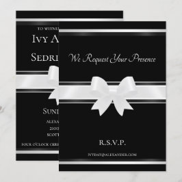 Invitación a la boda White Bow & Black Classic II