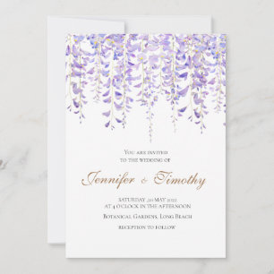 Invitación a la boda Wisteria púrpura botánica