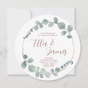 Invitación a la boda Wreath de color de agua Eucal
