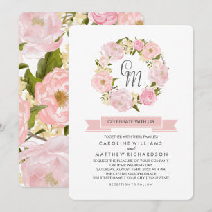 Invitación a la boda Wreath de Rubor Pink Peony
