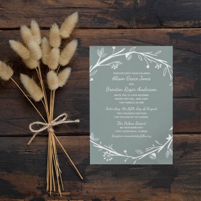 Invitación a la boda Wreath Verde de las familias  (Subido por el creador)