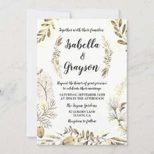 Invitación a la boda Wreath Wreath Garden Golden L