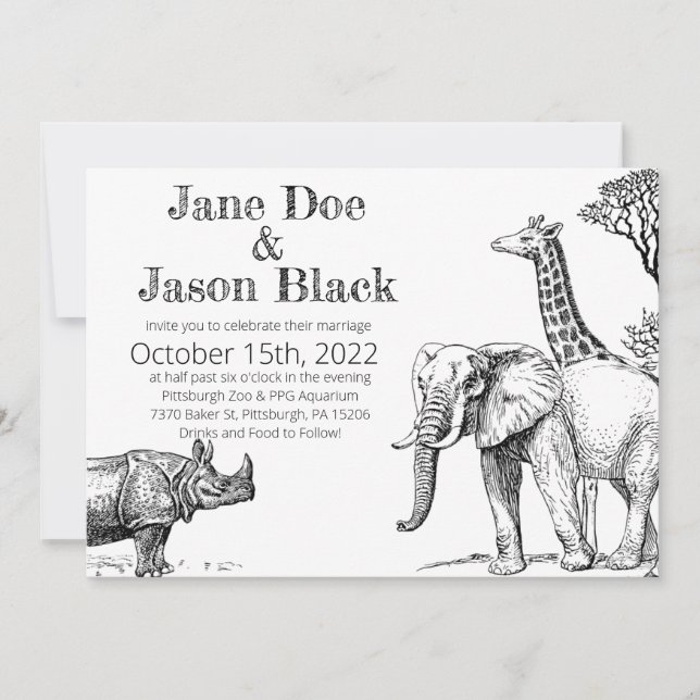 Invitación a la boda zoológica (Anverso)