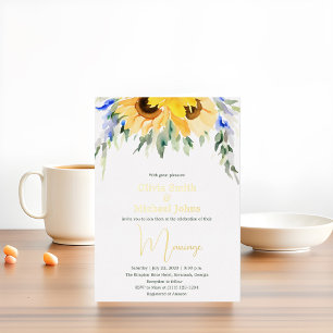 Invitación a la Boho Boda de Oro Sunflower Waterco