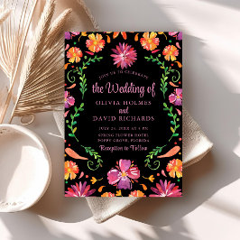 Invitación a la Boho Colorful Mexican Floral Fiest