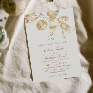 Invitación a la Boho de Marfil y Boda de Oro