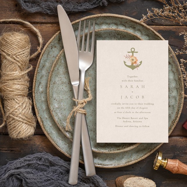 Invitación a la Boho Nautical Wedding (Boho Anchor Nautical Wedding Invitation)